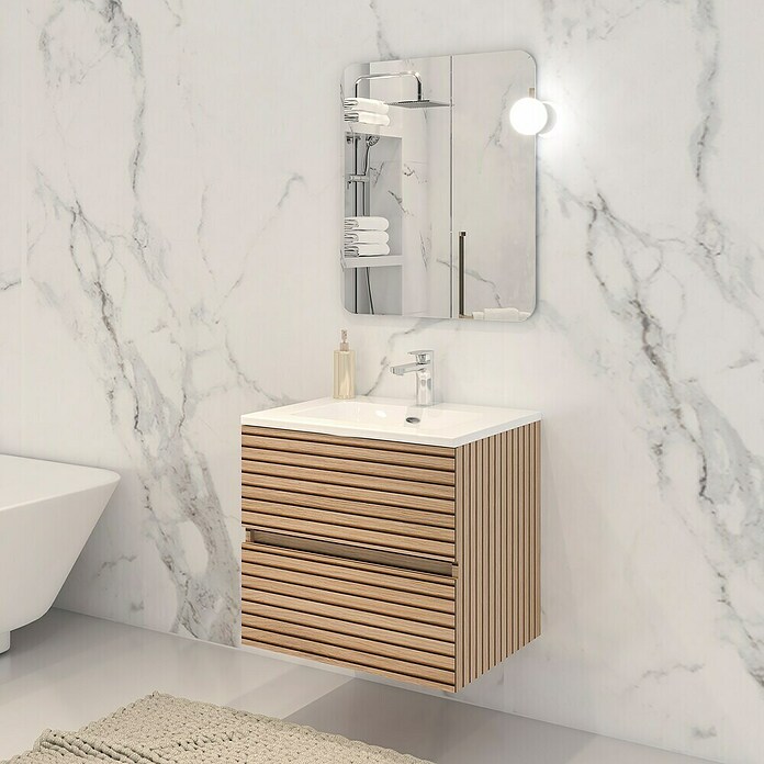 Disbain Conjunto de mueble de baño Vega (Ancho: 60 cm, Acacia, 3 pzs.) | BAUHAUS