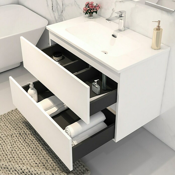 Disbain Conjunto de mueble de baño Vega (Ancho: 80 cm, Blanco, 3 pzs.) | BAUHAUS