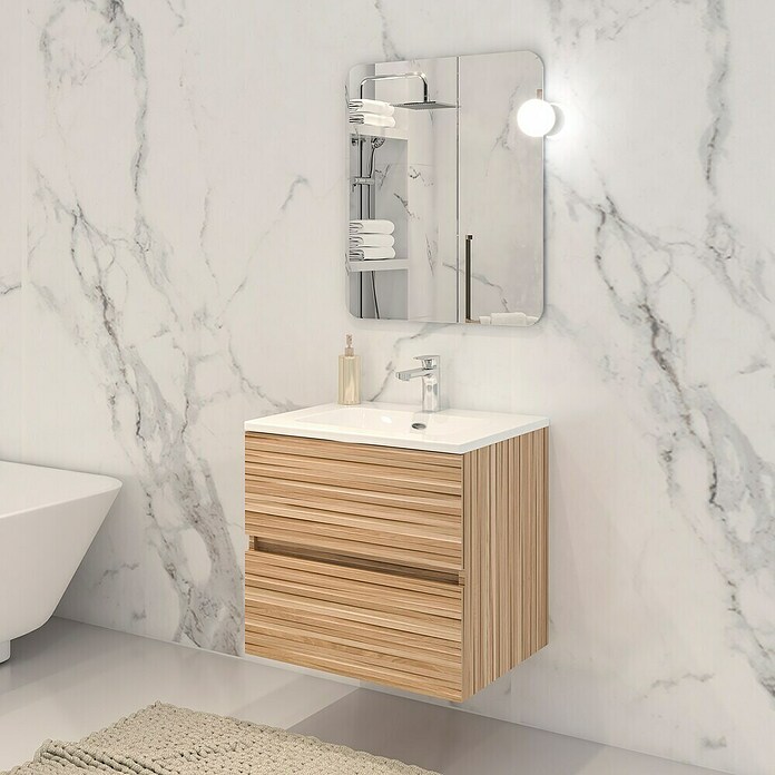 Disbain Conjunto de mueble de baño Vega (Ancho: 60 cm, Bambú, 3 pzs.) | BAUHAUS