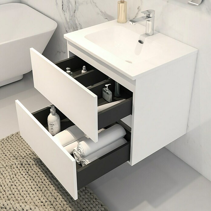 Disbain Conjunto de mueble de baño Vega (Ancho: 60 cm, Blanco, 3 pzs.) | BAUHAUS