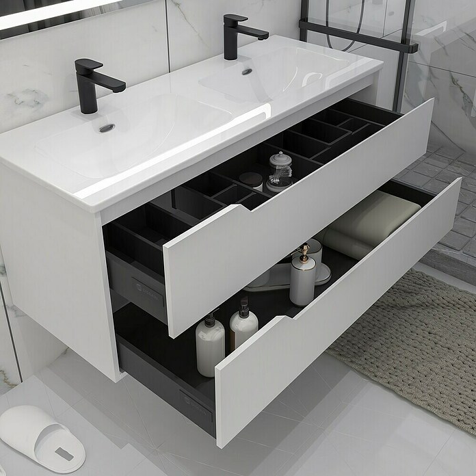 Disbain Conjunto de mueble de baño Casiopea (Ancho: 120 cm, Blanco, 3 pzs.) | BAUHAUS