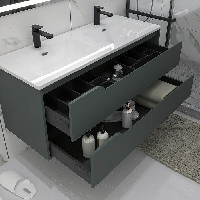 Disbain Conjunto de mueble de baño Casiopea (Ancho: 120 cm, Verde foresta, Mate) | BAUHAUS