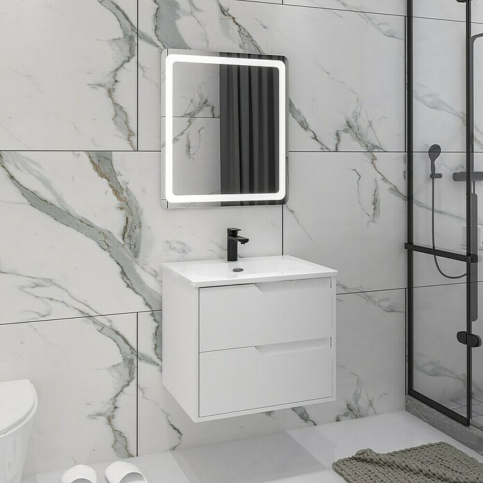 Disbain Conjunto de mueble de baño Casiopea (Ancho: 60 cm, Blanco, 3 pzs.) | BAUHAUS