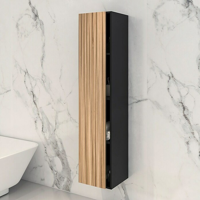 Disbain Armario colgante Vega (L x An x Al: 35 x 35 x 160 cm, Negro/Bambú) | BAUHAUS
