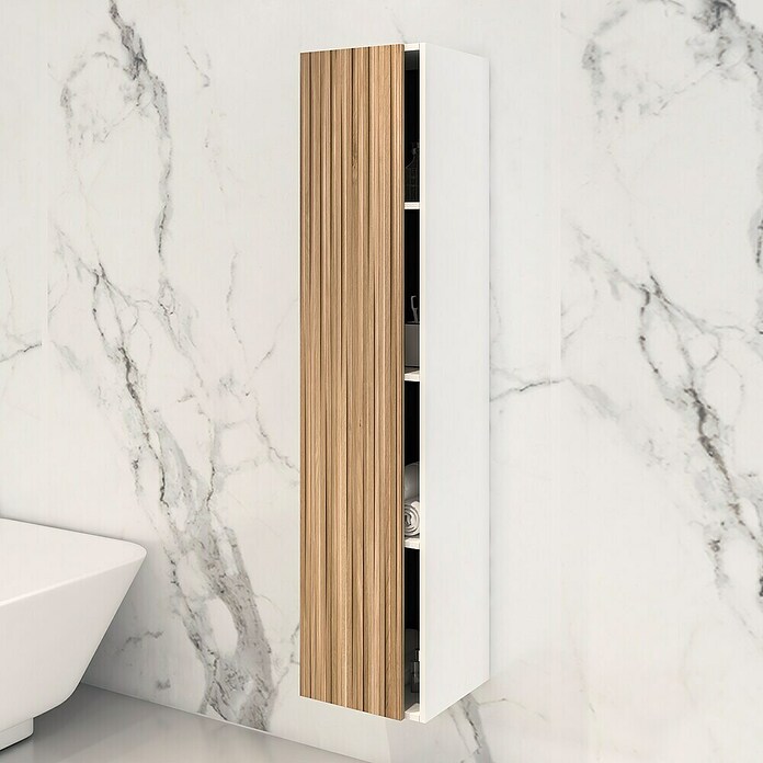 Disbain Armario colgante Vega (L x An x Al: 35 x 35 x 160 cm, Blanco/Bambú) | BAUHAUS