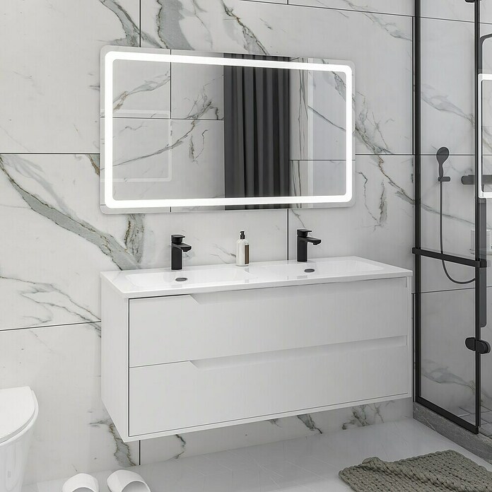 Disbain Conjunto de mueble de baño Casiopea (Ancho: 120 cm, Blanco, 3 pzs.) | BAUHAUS