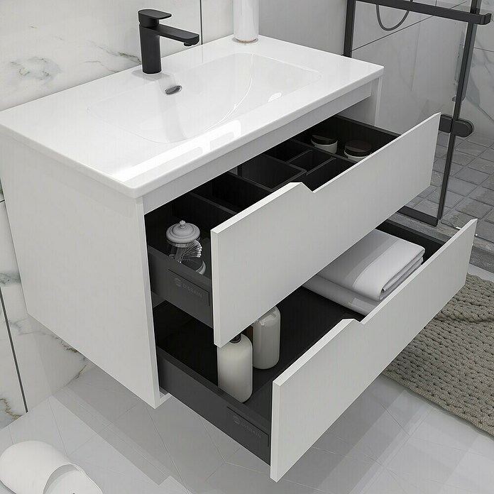 Disbain Conjunto de mueble de baño Casiopea (Ancho: 80 cm, Blanco mate, Mate) | BAUHAUS