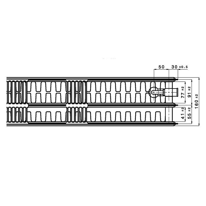 Universal-Flachheizkörper (B x H: 120 x 90 cm, 6-fach, Typ: 3K-33, 4.039 W)