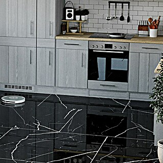 Feinsteinzeugfliese Black Marble (120 x 120 cm, Schwarz, Glänzend)