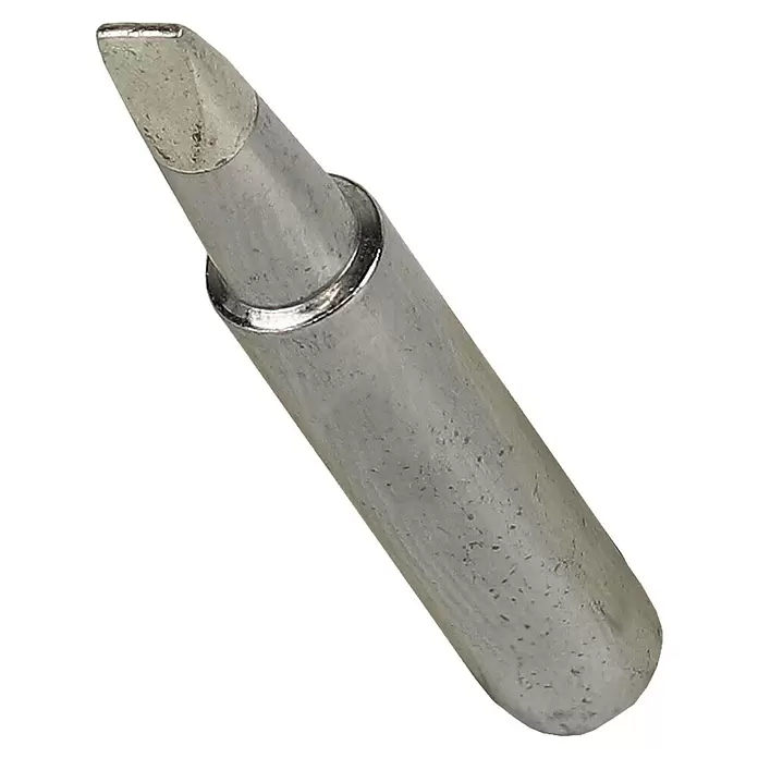 CFH Lötspitze LS 225 - Passend für: digitale CFH Lötstation LD 221 - Metallische Lötkolbenspitze, silbergrau, mit abgenutzter, flacher Meißelspitze.