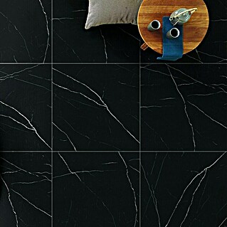 Feinsteinzeugfliese Black Marble (80 x 80 cm, Schwarz, Glänzend)