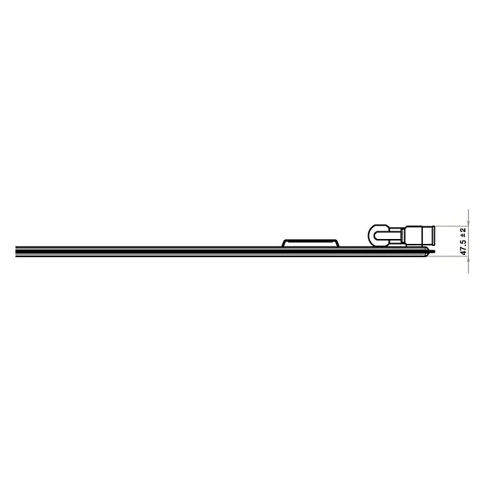Flachheizkörper - B x H: 400 x 600 mm, Wärmeleistung bei Vorlauftemperatur von 75 °C (D: 50): 250 W, Typ Heizkörper: 10 - Zeichnung eines Heizkörpers mit einer Höhe von 47,5 ± 2 mm.