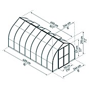Invernadero (4,84 x 2,44 x 2,17 m, Policarbonato, Espesor de vidrio: 6 mm, Plateado)