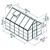 Palram Invernadero Hybrid (3,06 x 2,08 x 1,85 m, 0,7 mm, Policarbonato, Antracita)