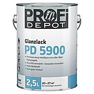 Profi Depot PD Acryllack Glanzlack PD 5900 (Weiß, 2.500 ml, Glänzend)