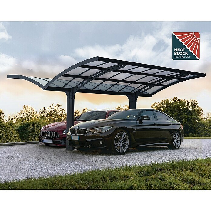 Palram – Canopia Carport Arizona Breeze (Medidas ext. (An x Pr): 578 x 495 cm, Carport doble, Antracita) | BAUHAUS