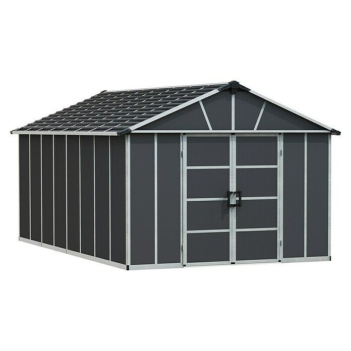Palram – Canopia Caseta de jardín con suelo Yukon (Medidas ext. (An x Pr): 332 x 519 cm, Plástico, Antracita) | BAUHAUS