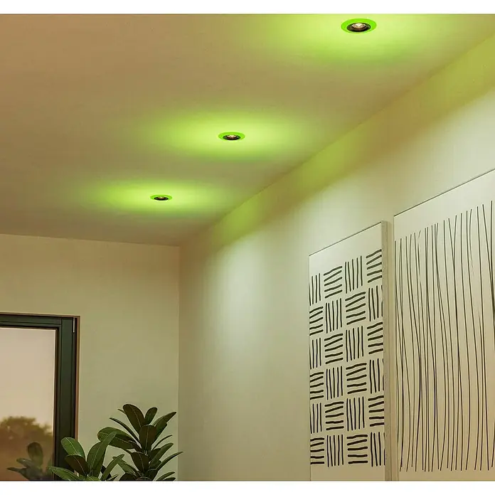 Eglo LED-Einbauleuchten-Set rund CALOGNE - 3,8 W, Schwarz, RGBW - Deckenleuchten mit grünem Licht beleuchten den Raum und setzen moderne Akzente. Die LED-Leuchten sind energieeffizient und langlebig.