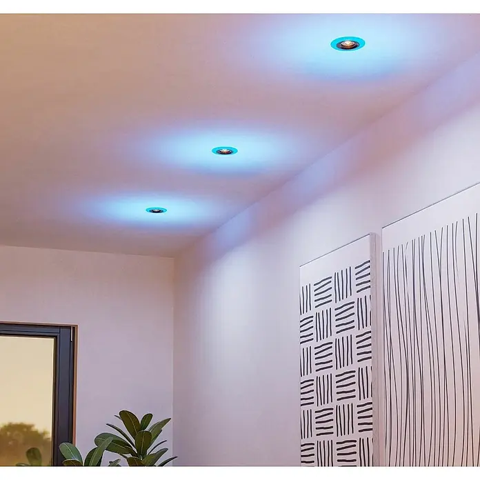 Eglo LED-Einbauleuchten-Set rund CALOGNE - 3,8 W, Schwarz, RGBW - Drei smarte LED-Deckenspots mit blauer Beleuchtung, die eine moderne und energieeffiziente Beleuchtung für jeden Raum bieten.