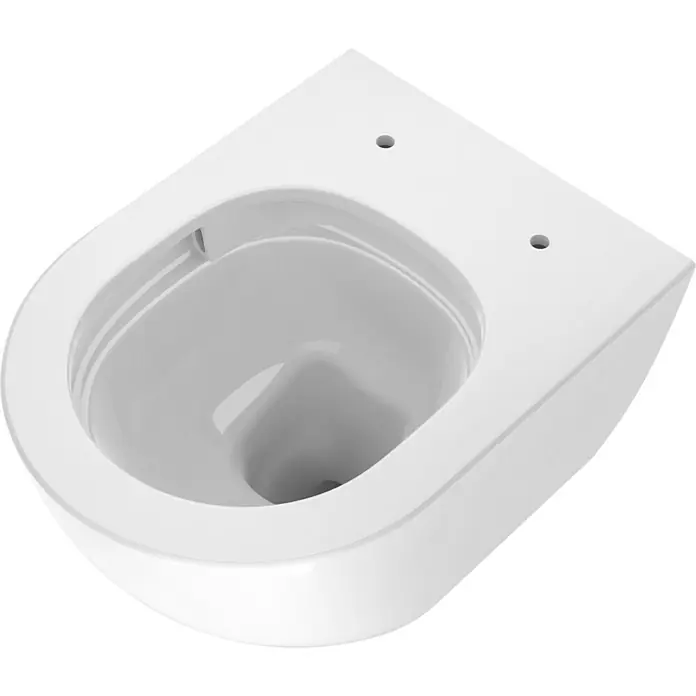 Camargue Pico Wand-WC 3.0 - Spülrandlos, Ohne Spezialglasur, Spülform: Tief, WC Abgang: Waagerecht, Weiß - Bild einer wandhängenden weißen Keramiktoilette ohne Spülkasten. Moderne Badkeramik für ein stilvolles Badezimmer.