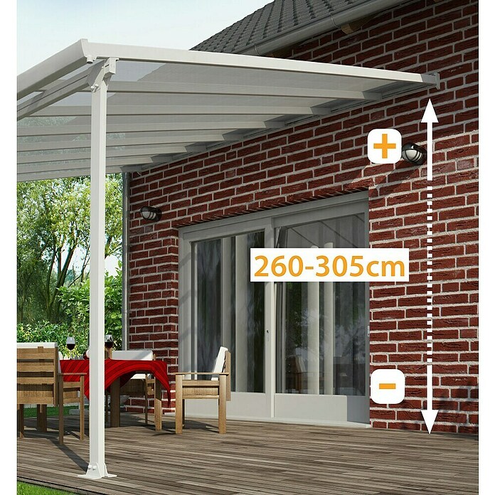 Terrassenüberdachung Tuscany LED (B x T: 307 x 300 cm, Verkehrsweiß, Polycarbonat, Transparent) | BAUHAUS