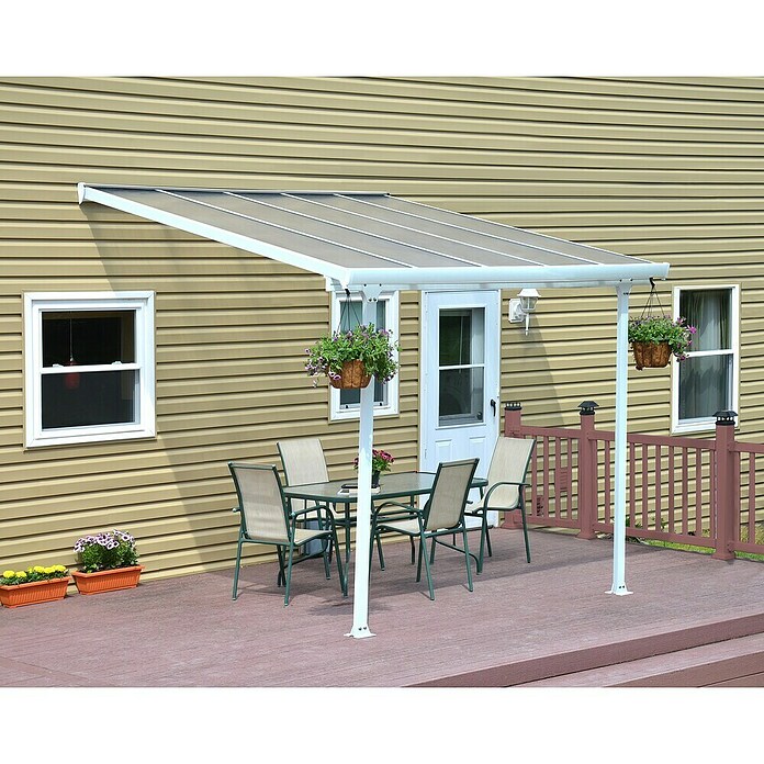 Terrassenüberdachung Tuscany LED (B x T: 307 x 300 cm, Verkehrsweiß, Polycarbonat, Transparent) | BAUHAUS