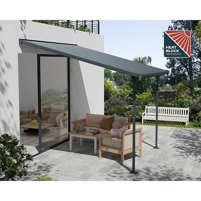 Terrassenüberdachung Tuscany LED (B x T: 3,07 x 3 m, Anthrazitgrau, Polycarbonat, Transparent) | BAUHAUS