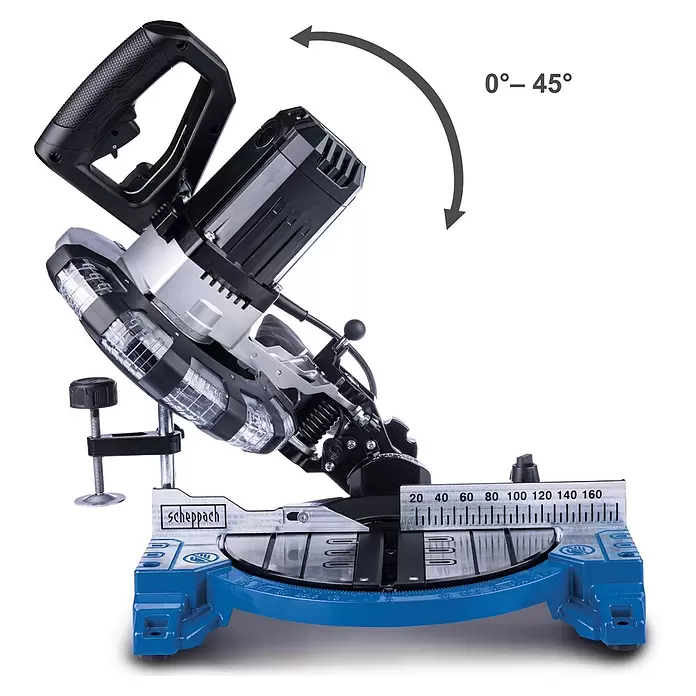 Scheppach Kapp- & Gehrungssäge HM210L1.500 W, Durchmesser Sägeblatt: 210 mm, Leerlaufdrehzahl: 4.900 U/min Info