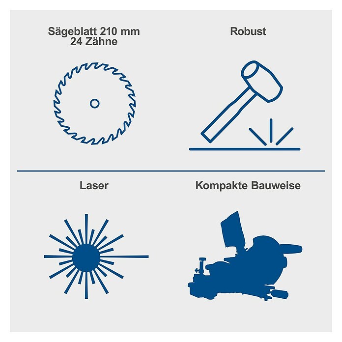 Scheppach Kapp- & Gehrungssäge HM210L (1.500 W, Durchmesser Sägeblatt: 210 mm, Leerlaufdrehzahl: 4.900 U/min) | BAUHAUS