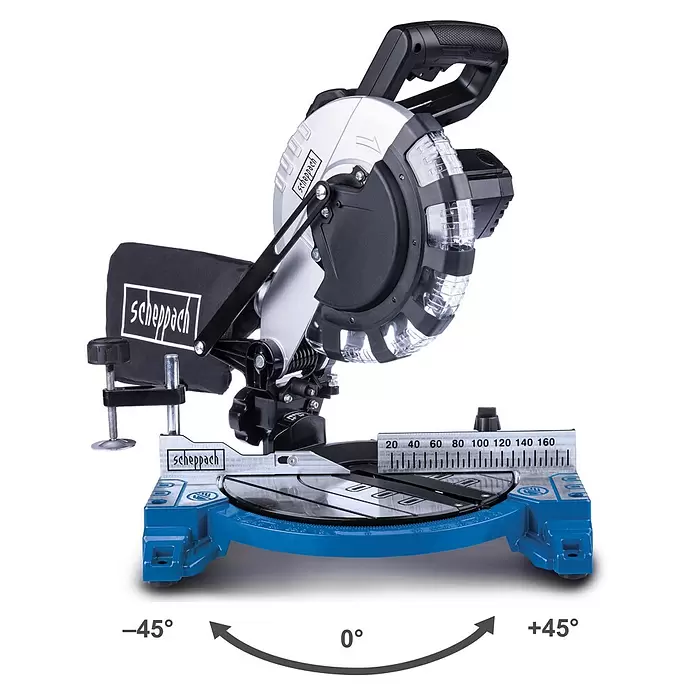 Scheppach Kapp- & Gehrungssäge HM210L1.500 W, Durchmesser Sägeblatt: 210 mm, Leerlaufdrehzahl: 4.900 U/min Info
