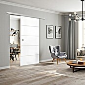 Diamond Doors Schiebetür-Komplettset Linea 40 4-Linien Holz Premium (935 x 2.058 mm, Weiß, Mittellage: Wabe) | BAUHAUS