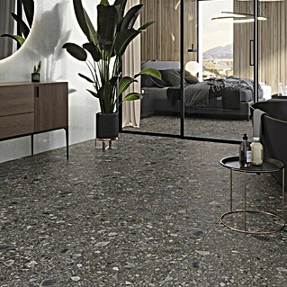 Feinsteinzeugfliese Terrazzo Ceppo (119,7 x 119,7 cm, Schwarz, Matt)