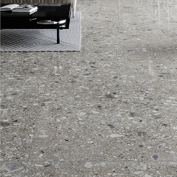 Feinsteinzeugfliese Terrazzo Ceppo (59,7 x 59,7 cm, Graphit, Matt) | BAUHAUS