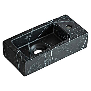 Best Design Fontein Allure-Black (b x l: 36 x 18 cm, Kraangat: Links, Zwart marmer)