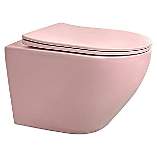 Best Design Hangend toiletset Morrano (Zonder spoelrand, Spoelvorm: Diep, Roze)