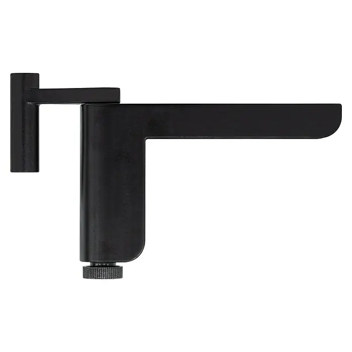 Abus Türschließer 2603 BK CL/DFNLI - Schwarz, Geeignet für: Zimmertüren - Eine Nahaufnahme einer schwarzen Schreibtischlampe mit einem verstellbaren Arm und einem Drehknopf, ideal für Arbeitsbereiche.