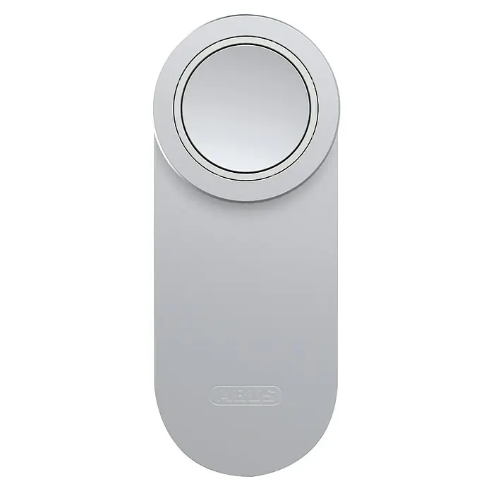 Abus Elektronisches Türschloss LOXERIS CFA4100 S - Bedienung: Über App, Geeignet für: Türen, Silber - Nahaufnahme eines ABUS Panzerriegels in Silber, der Sicherheit und modernes Design vereint.