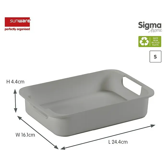 Sunware Einsatz Sigma Home S - Passend für: Sigma Home Aufbewahrungsbox 5 l/ 9 l/ 13 l/ 18l/ 25 l, Kunststoff - Graue Aufbewahrungsbox aus recyceltem Kunststoff von Sunware Sigma Home, perfekt für Ordnung mit den Maßen 24,4 x 16,1 x 4,4 cm.