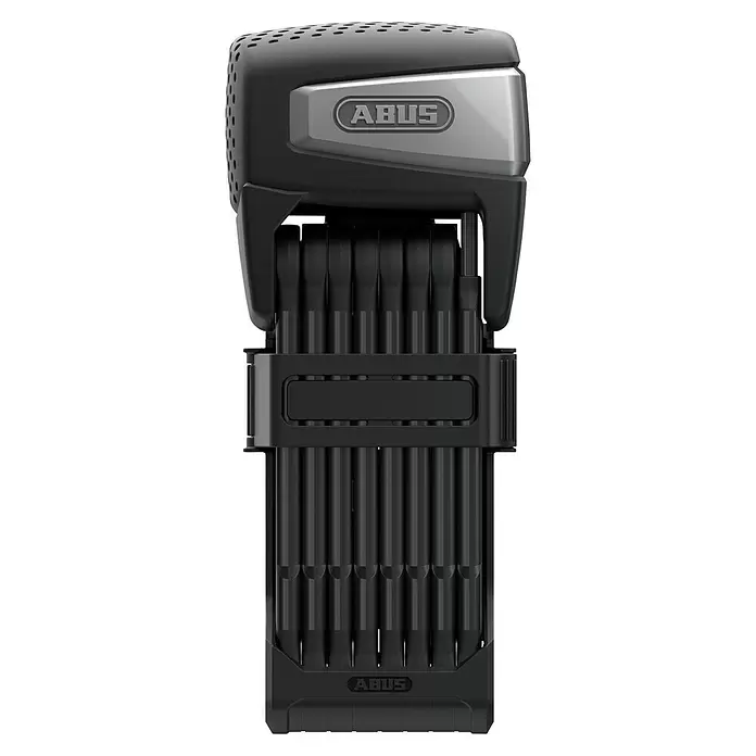 Abus Faltschloss BORDO™ One 6500A/110 - Länge: 110 cm - Schwarzes ABUS Werkzeugset mit mehreren schwarzen Bits/Inbusschlüsseln in kompakter Hülle, mit silbernem ABUS Logo.