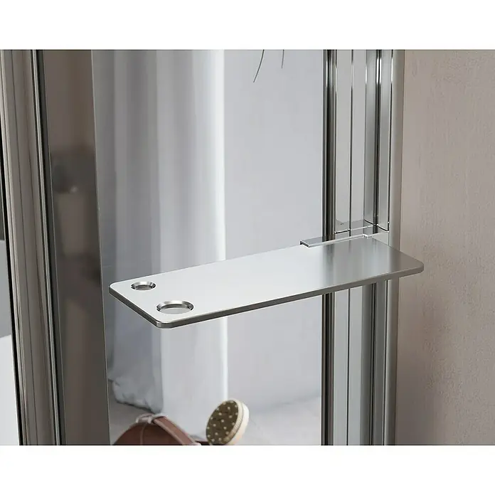 Camargue Varion Duschablage-Set - L x B x H: 2,5 x 11,5 x 21,5 cm, Silber, Glänzend - Bild einer stilvollen Duschablage aus Metall. Ideal für Shampoo und Duschgel, eine elegante Ergänzung für jedes Badezimmer.