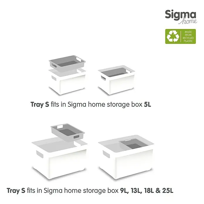 Sunware Einsatz Sigma Home S - Passend für: Sigma Home Aufbewahrungsbox 5 l/ 9 l/ 13 l/ 18l/ 25 l, Kunststoff - Sigma Home Aufbewahrungsboxen: Das Tablett S passt in die 5L-Box und die Größen 9L, 13L, 18L & 25L. Ideal zur Organisation von Gegenständen.