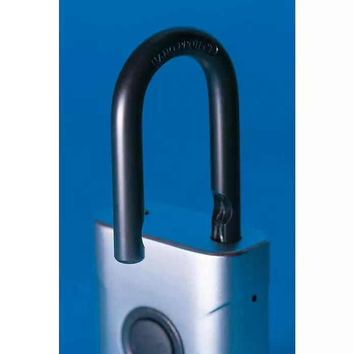Abus Vorhängeschloss EVEROX 61/45 - SIlber, 23 x 45 x 95 mm - Silbernes Vorhängeschloss mit offenem dunklem Bügel, geprägt 'NANO PROTECT'.
