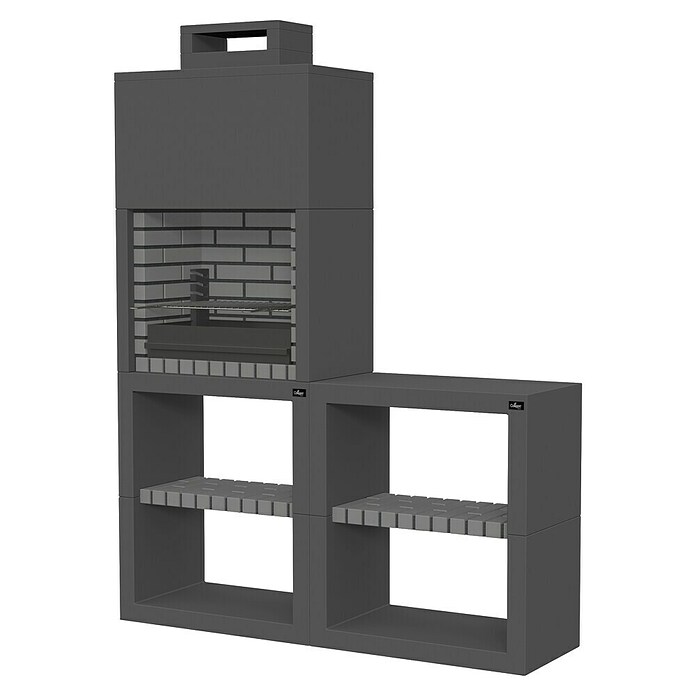 Collippo Barbacoa de obra Maia con mesa auxiliar (Superficie parrilla: 58 x 34 cm, Negro) | BAUHAUS