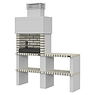 Collippo Barbacoa de obra Ericeira con mesa auxiliar (Superficie parrilla: 64 x 38 cm, Gris)