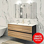Disbain Conjunto de mueble de baño Vega (Ancho: 120 cm, Negro/Bambú, 3 pzs.) | BAUHAUS