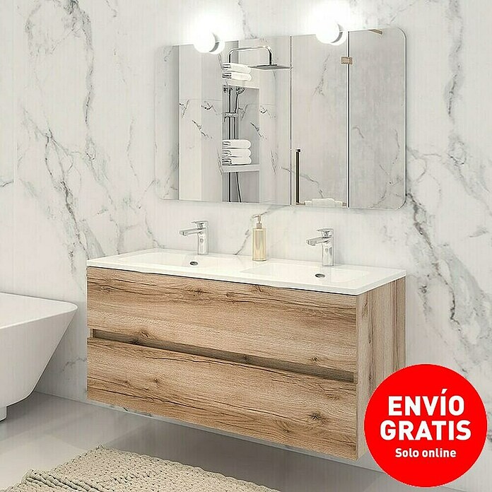 Disbain Conjunto de mueble de baño Vega (Ancho: 120 cm, Cognac, 3 pzs.) | BAUHAUS