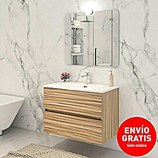 Disbain Conjunto de mueble de baño Vega (Ancho: 80 cm, Bambú, 3 pzs.)