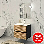Disbain Conjunto de mueble de baño Vega (Ancho: 60 cm, Negro/Bambú, 3 pzs.) | BAUHAUS