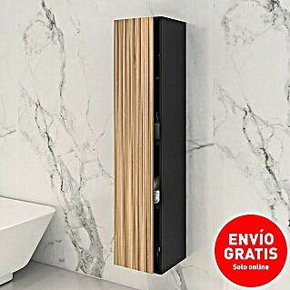 Disbain Armario colgante Vega (L x An x Al: 35 x 35 x 160 cm, Negro/Bambú)