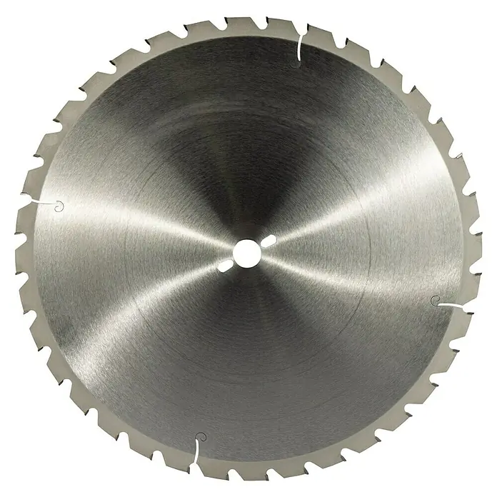 Scheppach Kreissägeblatt - 500 mm, Bohrung: 30 mm, Anzahl Zähne: 36 Stk. - Nahaufnahme eines Kreissägeblatts mit scharfen Zähnen, ideal für präzise Holzschnitte in Werkstätten.